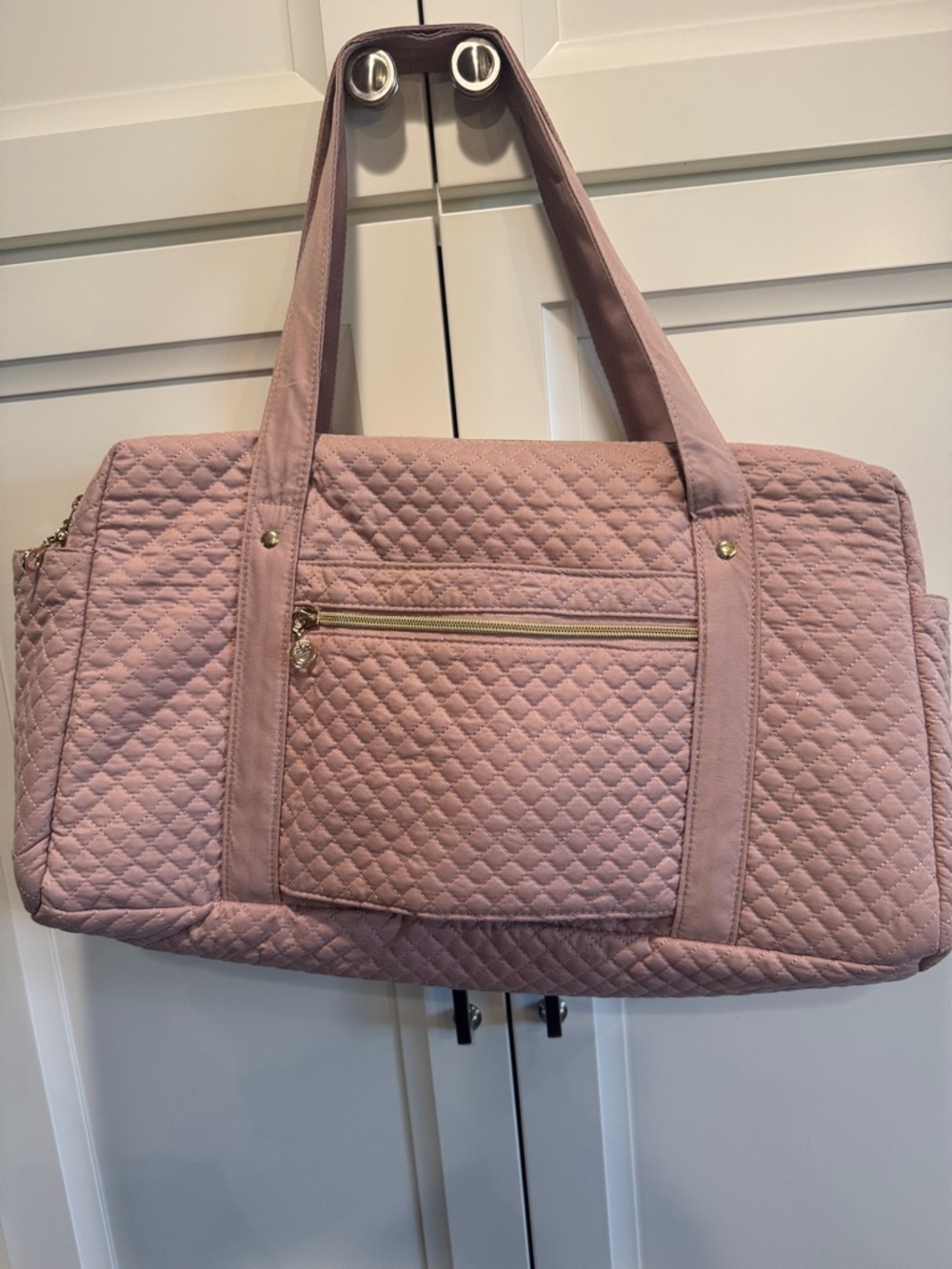 Bagsmart Blush Pink Quilted Weekender Bag - Picture 9 of 11